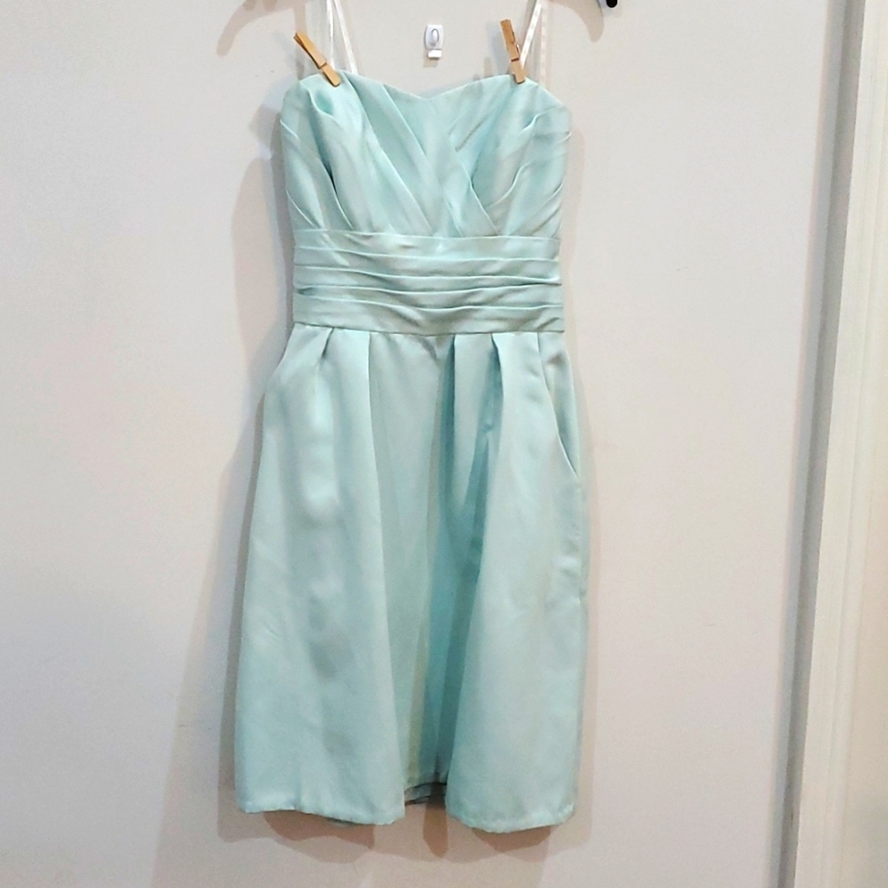 Bridesmaid Dress, Mint Green Satin. Brand is B2, size 10
